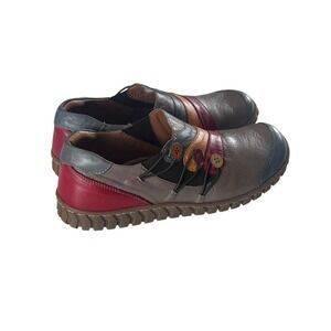 Spring Step Womens Multicolor Bungee Button Slip On Loafers Size 8